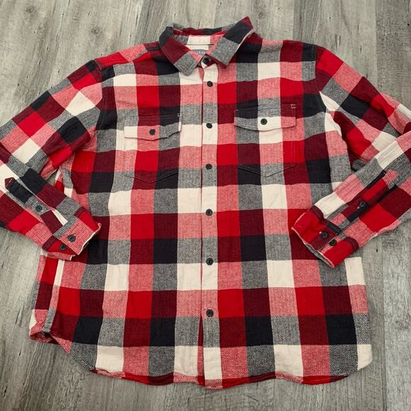 Falls Creek Shirt Mens Sz XL Red Black Woven Plaid Long Sleeve Button Up - Picture 1 of 6